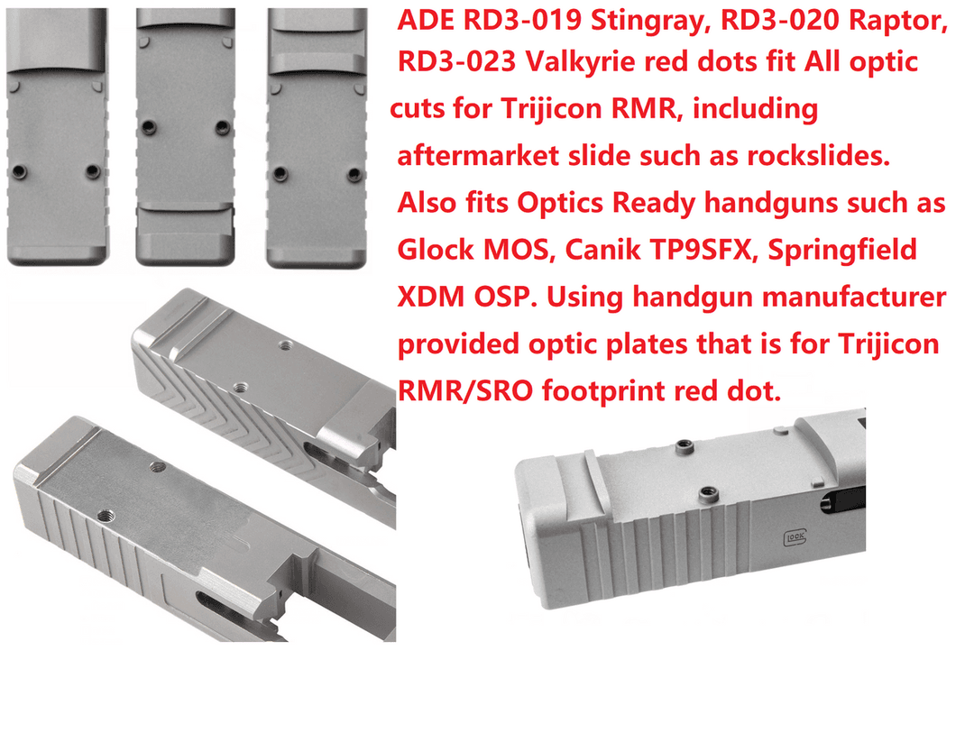 Ade Advanced Optics STINGRAY RD3-019 Ultra Micro Red Dot Sight For any handgun plate/slides/Cuts that are Compatible with Trijicon RMR Screw Pattern/Footprint - 6MOA Red Dot — image 1