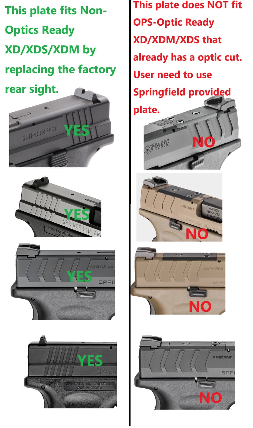 Springfield XD, MOD.2,XDm,XDS,XDE, Hellcat(Non-OSP) Pistol Mount Plate for Vortex Venom/Razor/Viper, Burris Fastfire, Meopta, Eotech MRDS, Docter, Insight, Sightmark Minishot — image 1