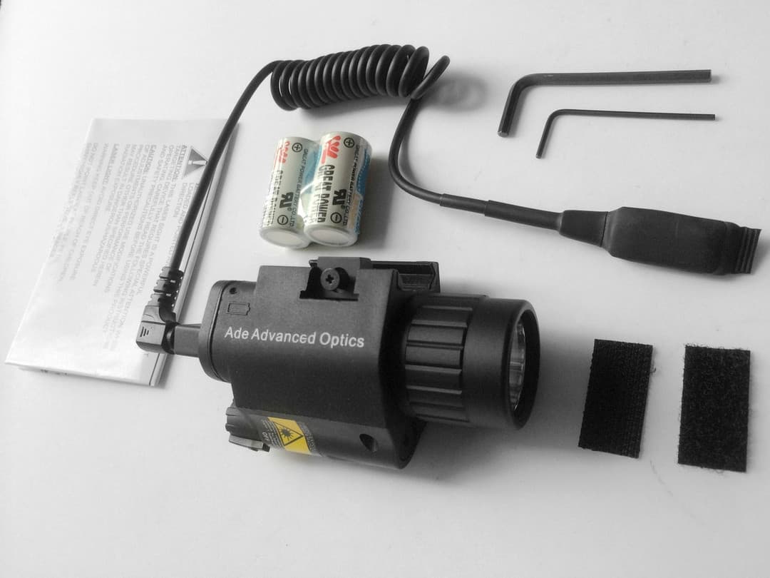 Rifle Tactical 200 Lumen CREE LED FlashLight + RED Laser Sight + Pressure Switch by Ade Advanced Optics — image 1