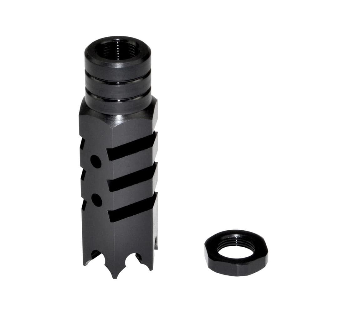 AR-15 SharkTeeth 1/2x28 Competition Grade Muzzle Brake, Steel with Black Phosphate Finish — image 1