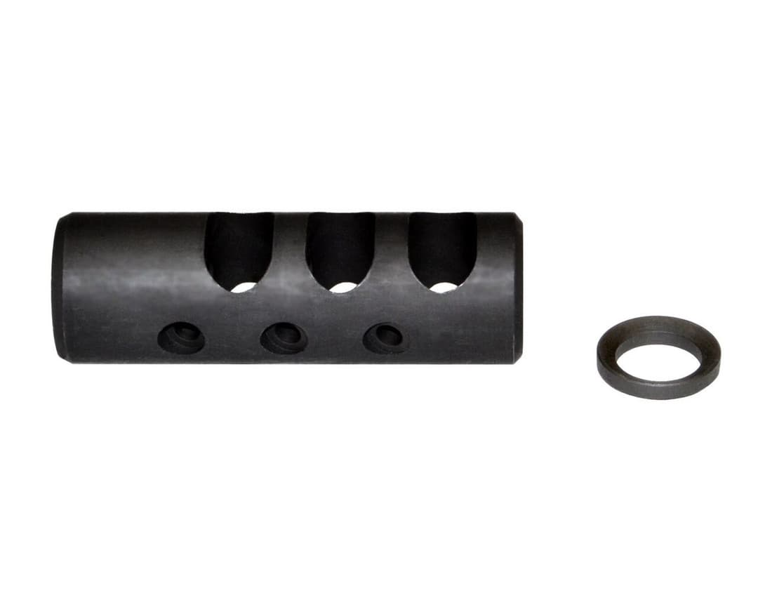AR15 1/2x28 Competition Grade Muzzle Brake, Black Steel