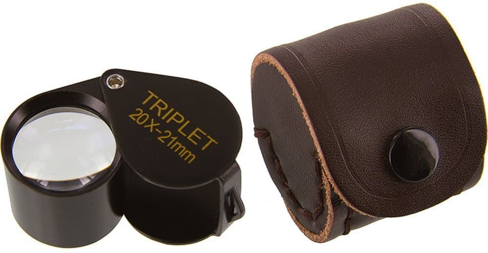 Ade Advanced Optics 2021TB 20x by 21 mm Triplet Professional Jewelers Loupe, Black with Leather Case — image 1
