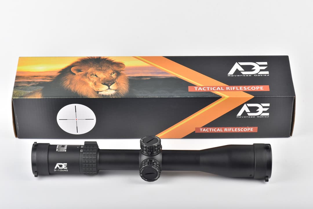 Ade Advanced Optics ProZoom 3-12x40 Second Focal Plane Riflescopes with Scope Rings and Throw Leveler