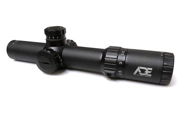 Ade Advanced Optics Second Focal Plane 1-4x24 Riflescope with Illuminated Mil Dot Reticle