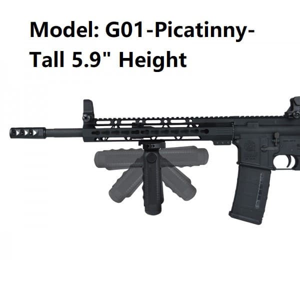 Tactical Quick Release 5-Position Foregrip with Egonomic Rubber Finger Grip pad for Picatinny/Weaver Pail - 5.9" Tall SG-F150R
