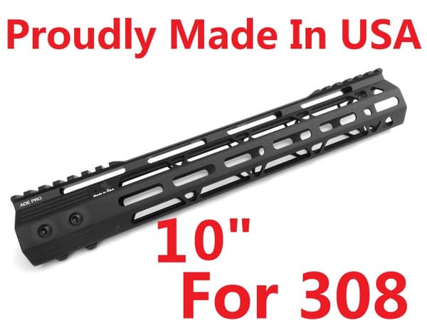 For LOW PROFILE 308 upper! ADE Pro MLOK 10" Inch MLok Rrail Super Slim Free Float Handguard - Low Profile