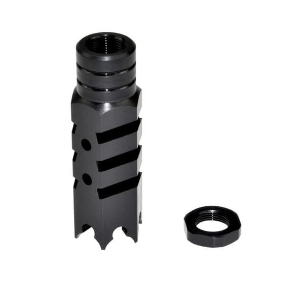 AR-15 SharkTeeth 1/2x28 Competition Grade Muzzle Brake, Steel with Black Phosphate Finish