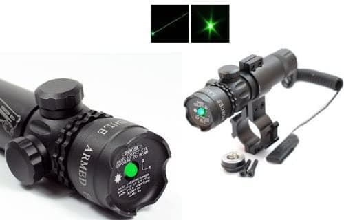 Ade Advanced Optics 532nm Tactical Green Laser Sight Hunting Rifle Dot Scope with On/Off Swith Picatinny/Weaver Mounts + Barrel Mount