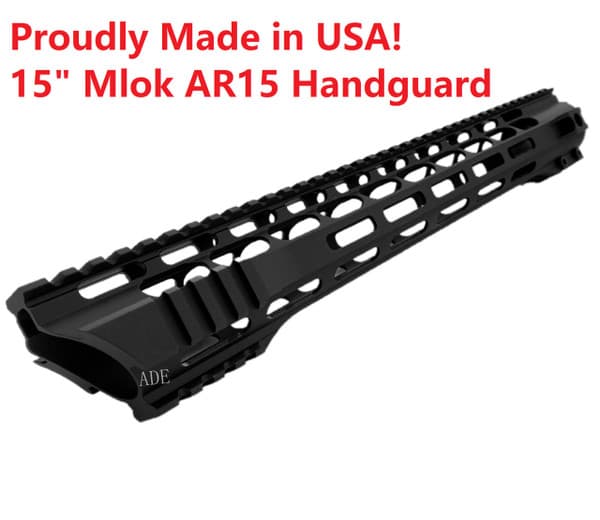 MADE IN USA!- ADE PRO 15" INCH MLOK RAIL SUPER SLIM HANDGUARD Shark Teeth End FREE FLOAT for AR15 - Slant Cut END