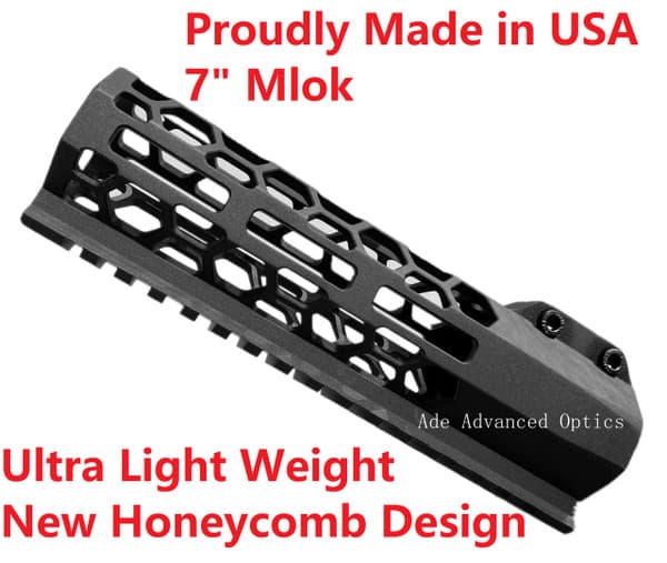 MADE IN USA!- ADE HoneyComb 7" inch MLOK rail Super Slim Carbine Length Handguard Free Float for AR15